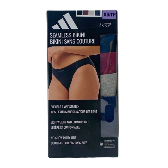 Adidas Women's Seamless Bikini Briefs | 4 Pack | Multicoloured **NEW - Picture 1 of 2